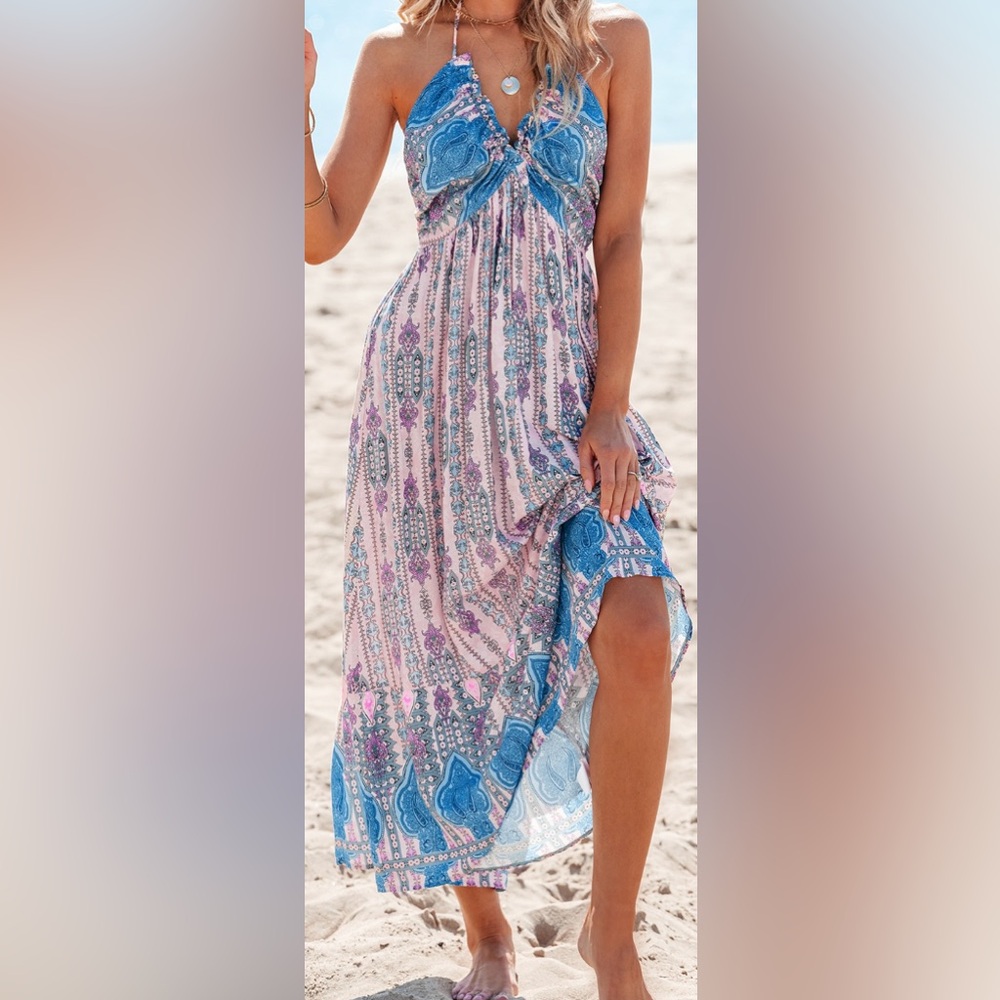 Cupshe Blue and Pink Maxi Dress